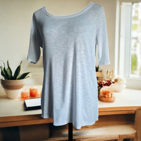 J JILL (SM) Off White 100 Pima Cotton Short Sleeve Crew T- Shirt - Picture 1 of 5